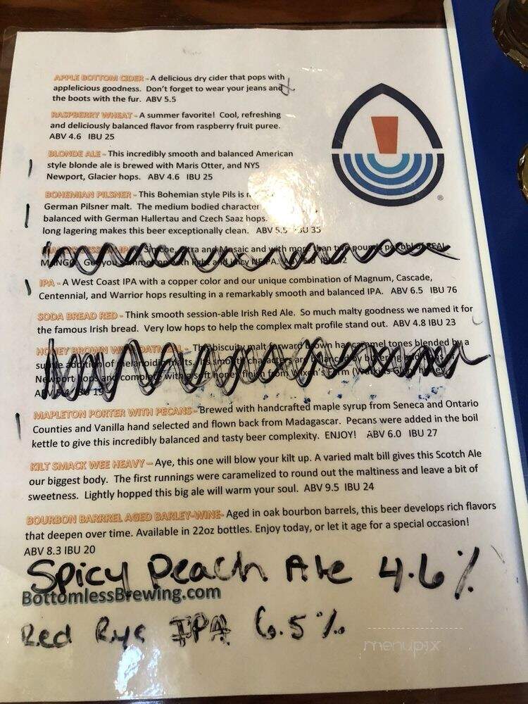 Bottomless Brewing - Geneva, NY menu_pic