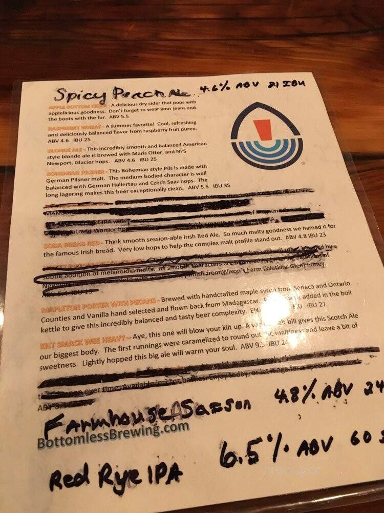 Bottomless Brewing - Geneva, NY menu_pic