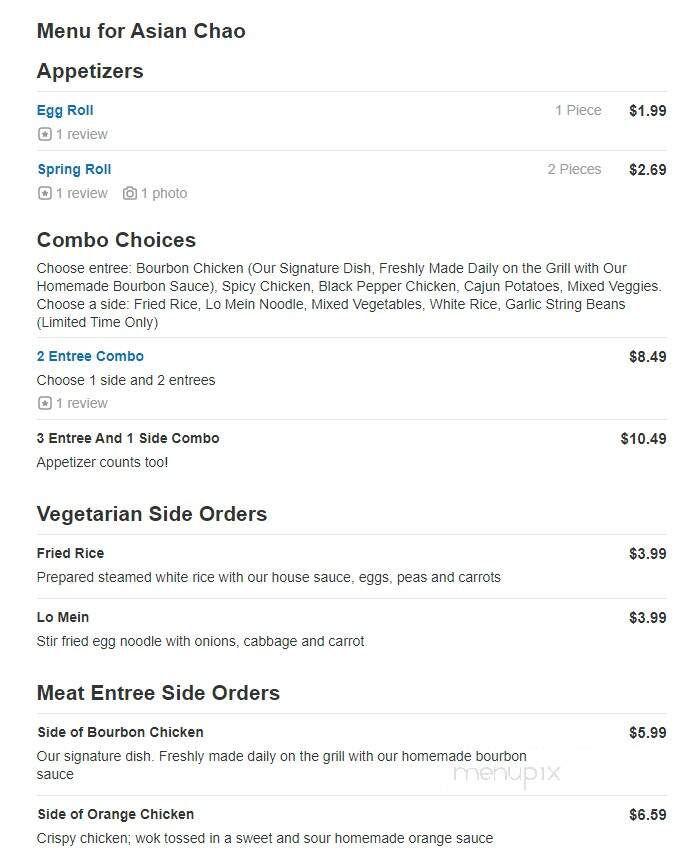 Asian Chao - Mentor, OH menu_pic