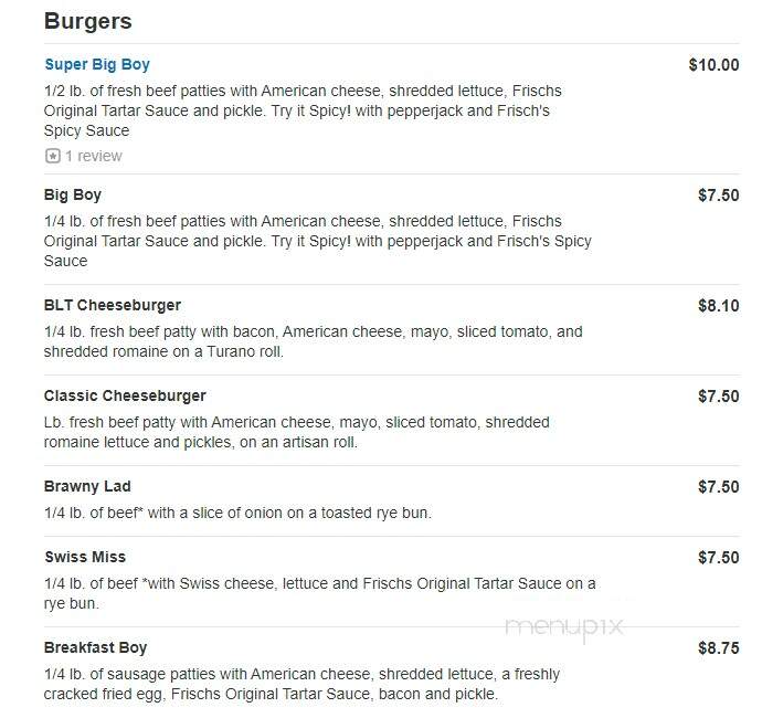 Frisch's Big Boy Restaurant - Harrison, OH menu_pic