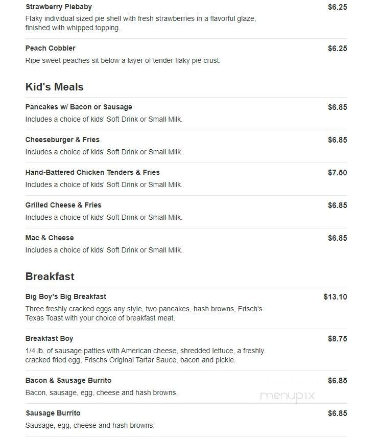 Frisch's Big Boy Restaurant - Harrison, OH menu_pic