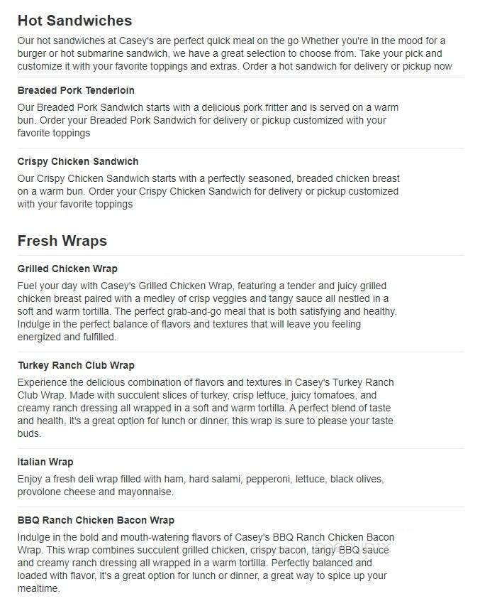 Caseys Carry Out Pizza - Garner, IA menu_pic