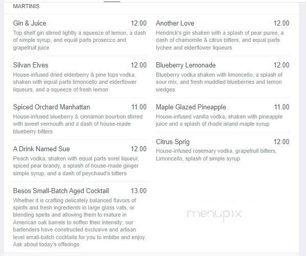 Besos Tea House - East Greenwich, RI menu_pic