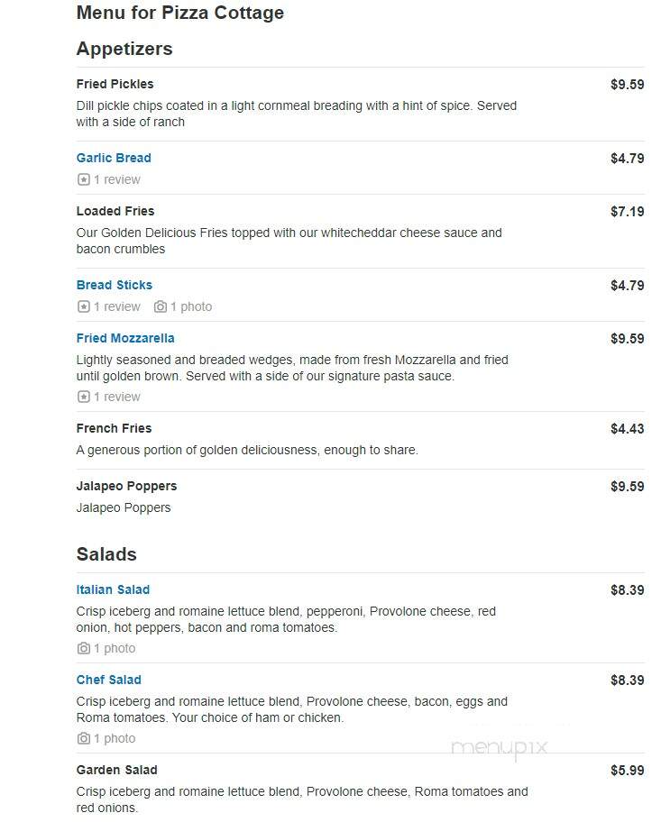 Pizza Cottage - Zanesville, OH menu_pic