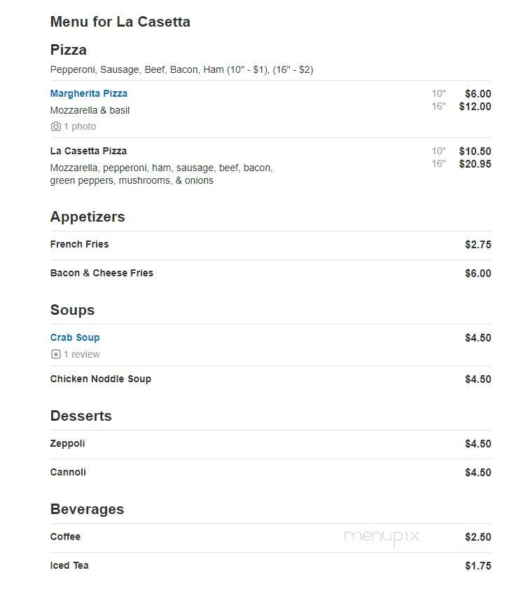 La Casetta Scotland Neck Italian Restaurant - Scotland Neck, NC menu_pic