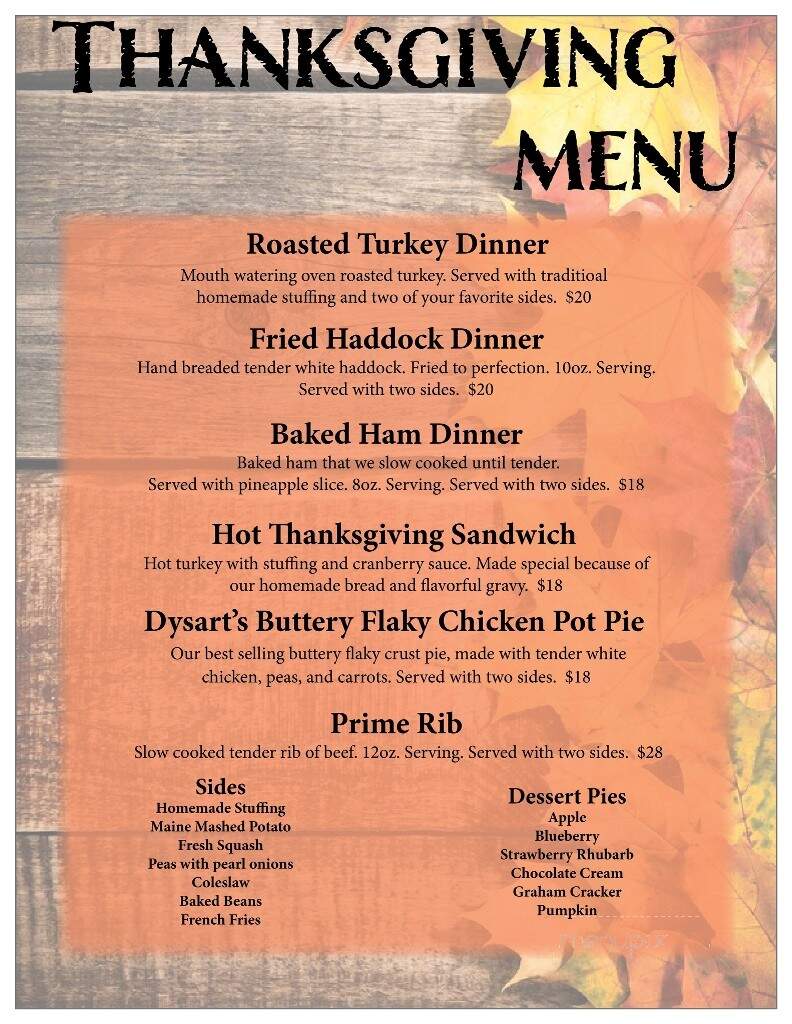 Dysart's - Hermon, ME menu_pic