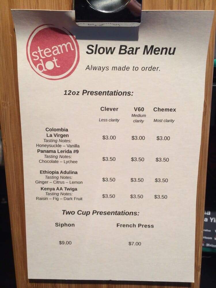 Steamdot - Anchorage, AK menu_pic