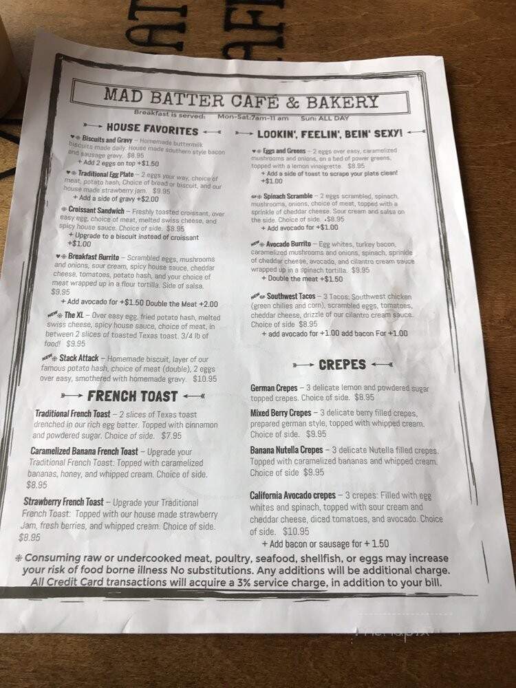 The Mad Batter Cafe & Bakery - Henderson, NV menu_pic