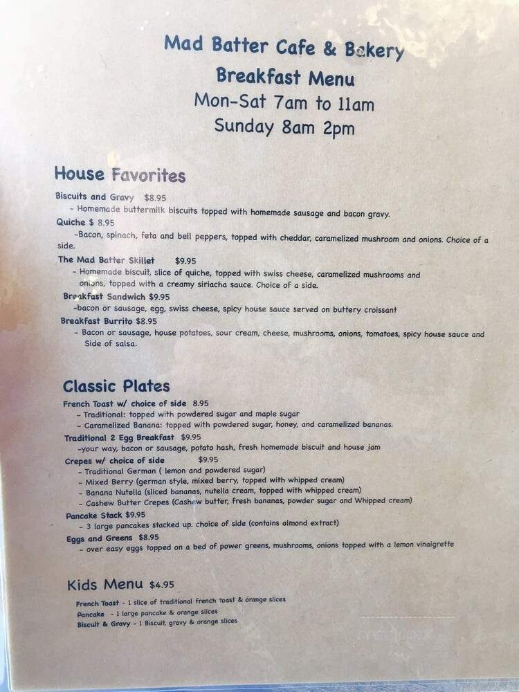 The Mad Batter Cafe & Bakery - Henderson, NV menu_pic