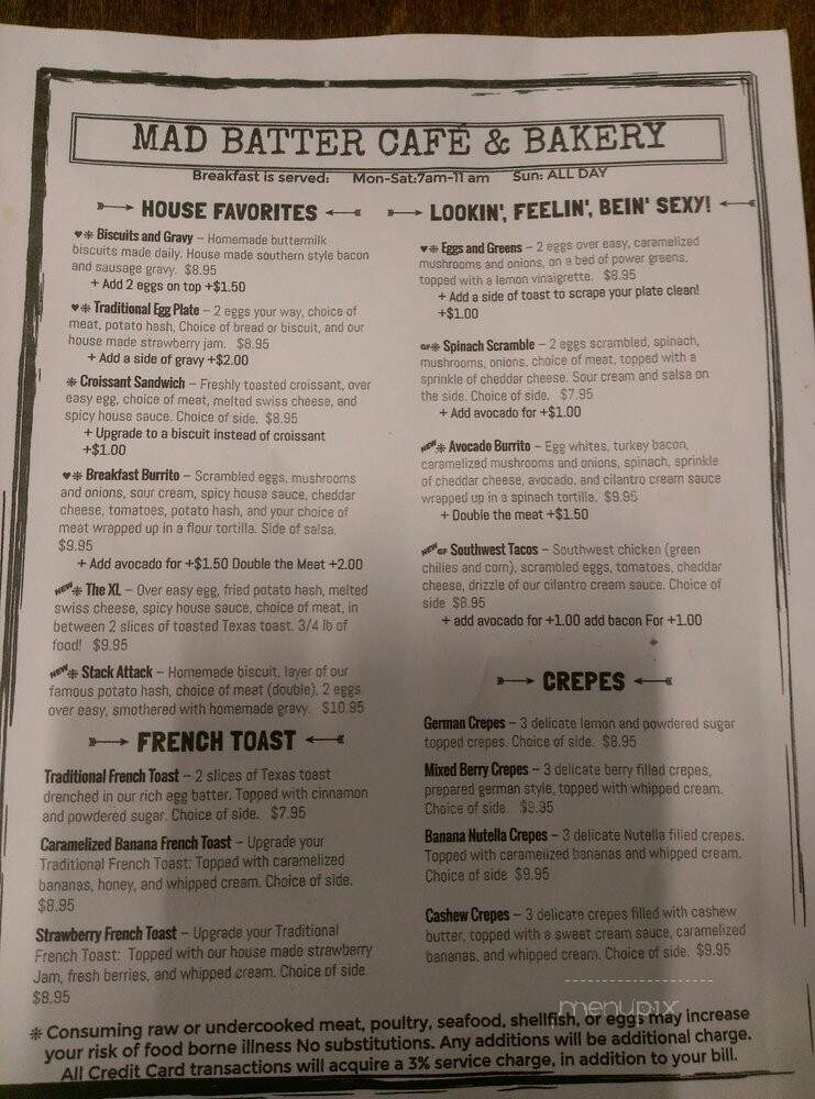 The Mad Batter Cafe & Bakery - Henderson, NV menu_pic