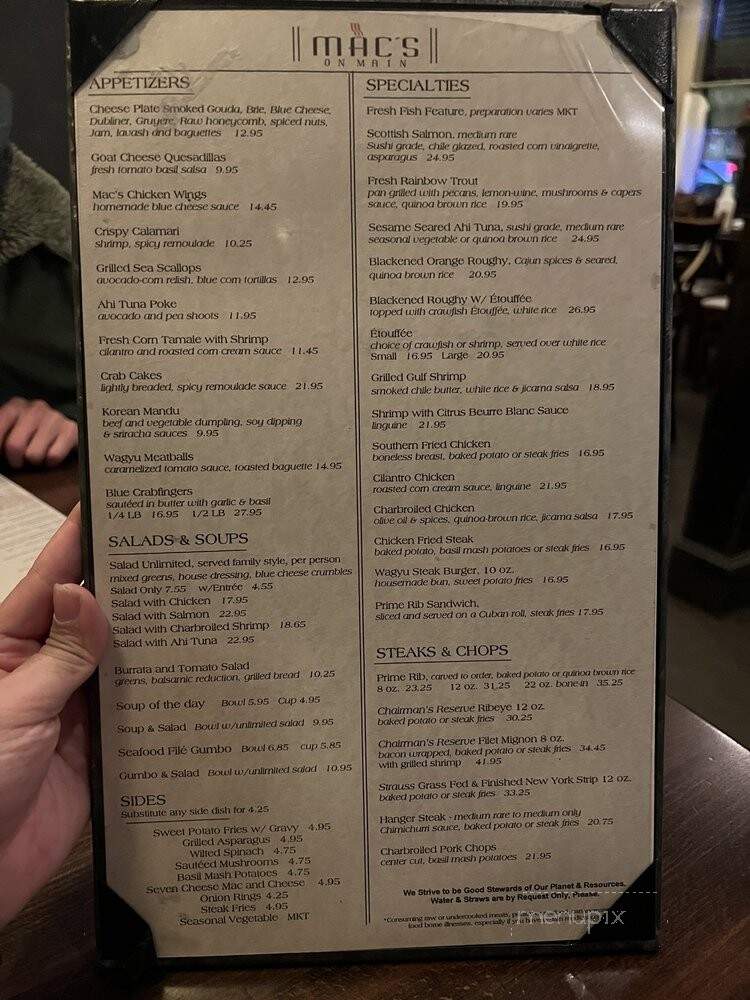 Mac's on Main - Grapevine, TX menu_pic