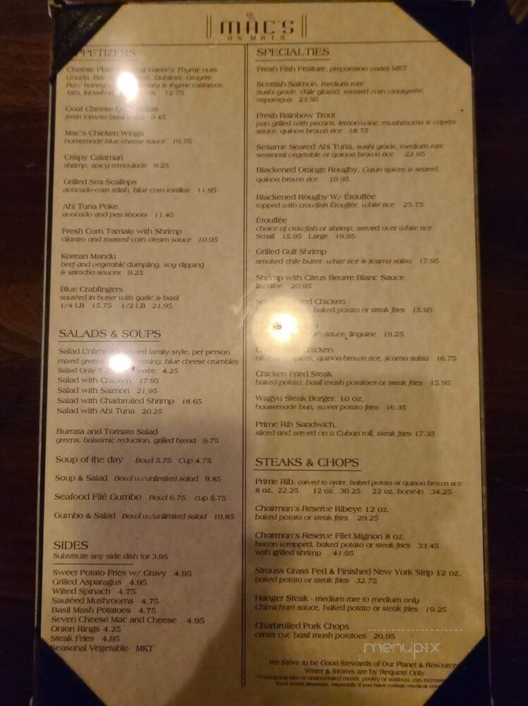 Mac's on Main - Grapevine, TX menu_pic