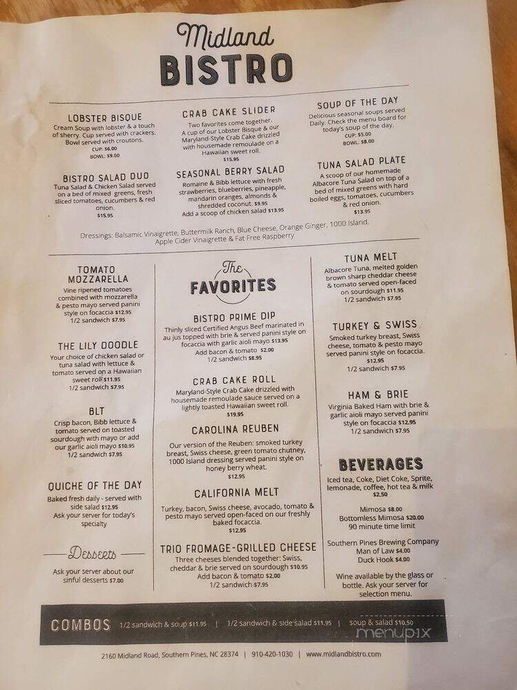 Midland Bistro - Southern Pines, NC menu_pic