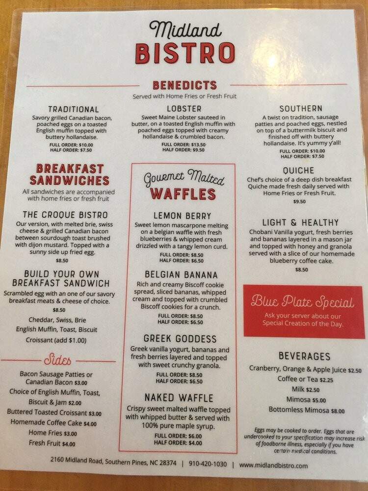 Midland Bistro - Southern Pines, NC menu_pic