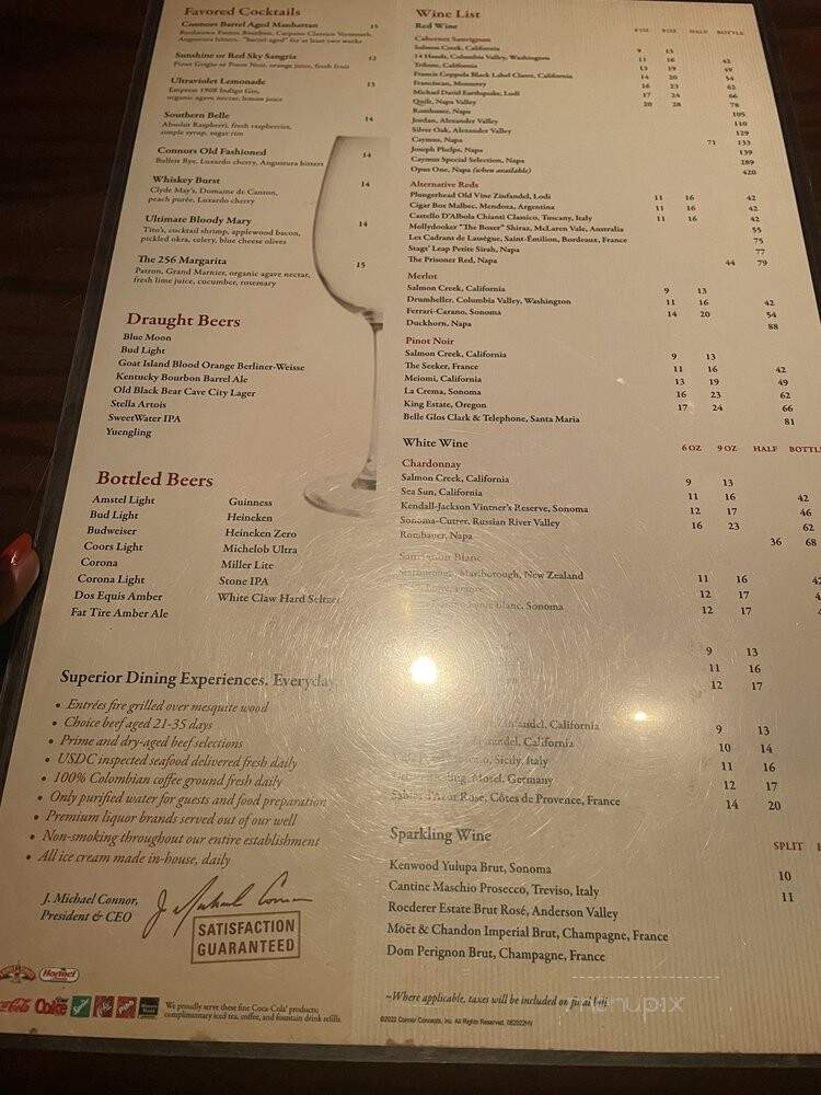 Connors Steak & Seafood - Huntsville, AL menu_pic