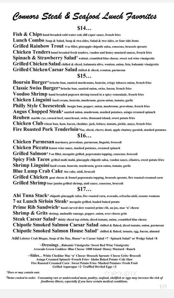 Connors Steak & Seafood - Huntsville, AL menu_pic