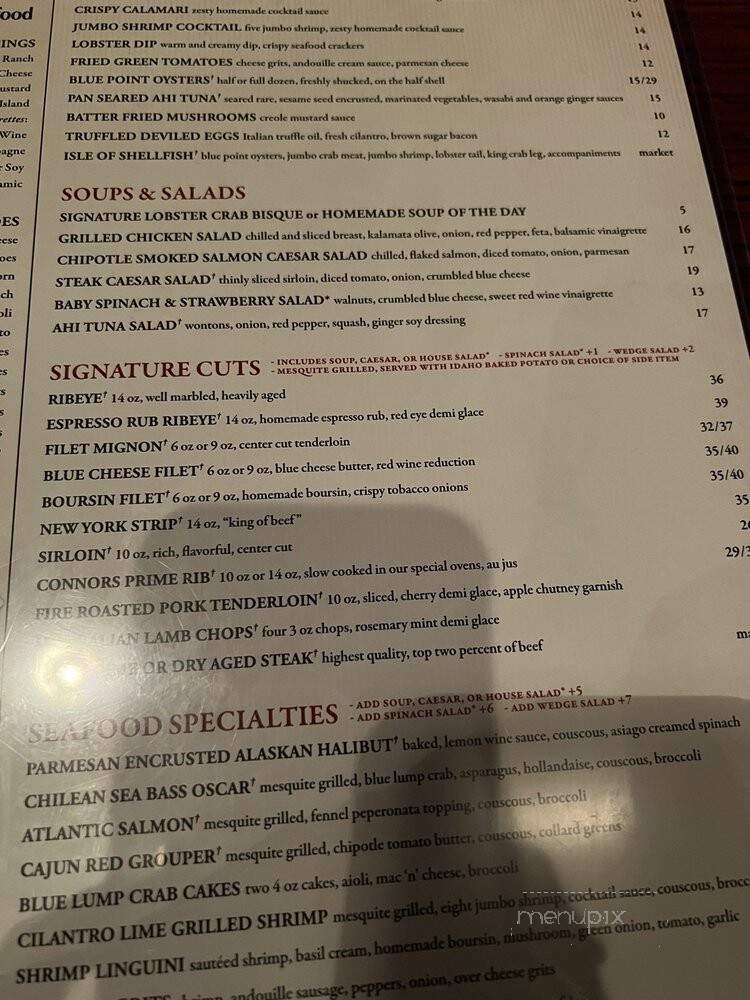 Connors Steak & Seafood - Huntsville, AL menu_pic