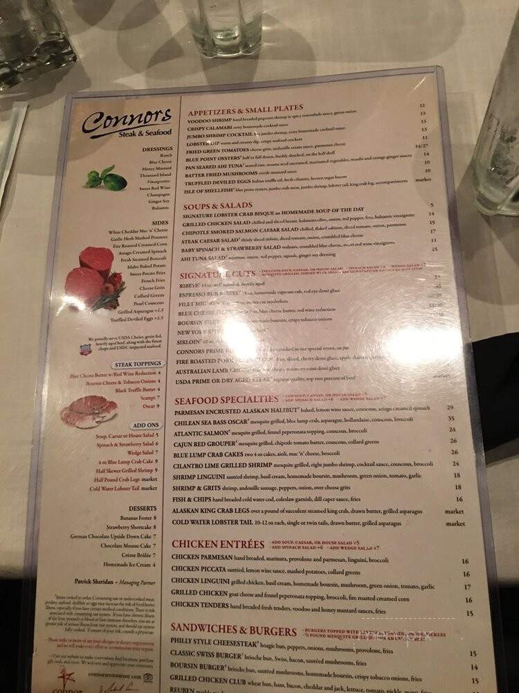 Connors Steak & Seafood - Huntsville, AL menu_pic