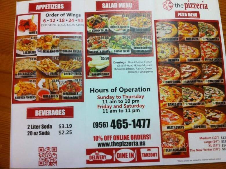 The Pizzeria - Harlingen, TX menu_pic