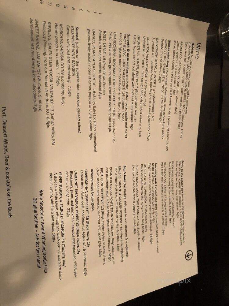 Winedown Cafe - West Reading, PA menu_pic
