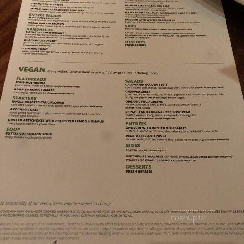 Seasons 52 - Schaumburg, IL menu_pic