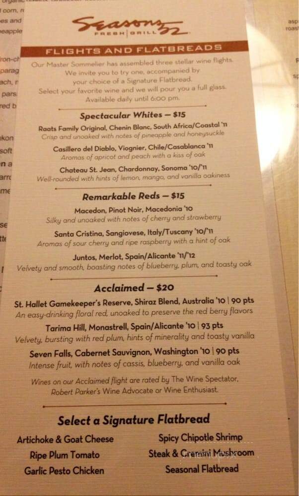 Seasons 52 - Schaumburg, IL menu_pic