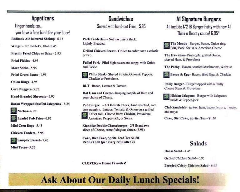 Klondike Pub - West Lafayette, IN menu_pic