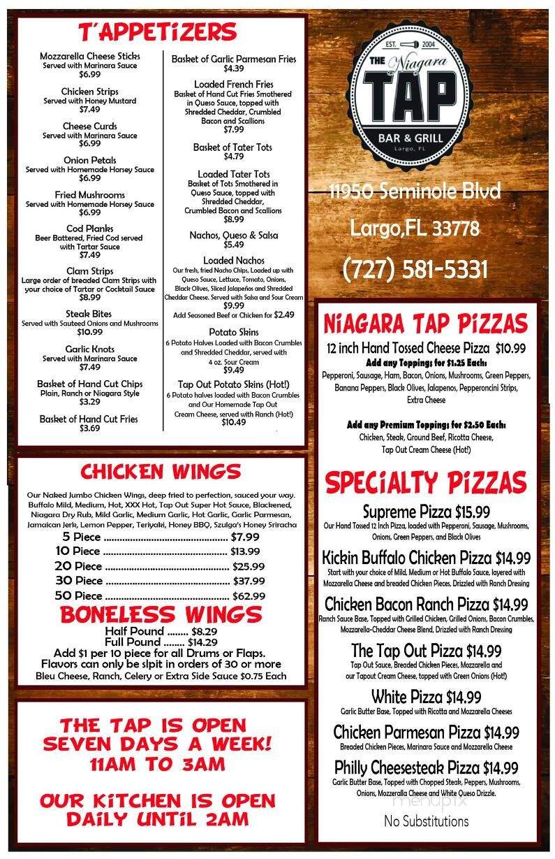 Niagara Tap - Largo, FL menu_pic