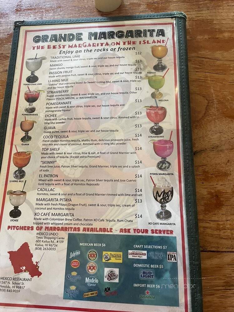 Mexico Lindo - Kailua, HI menu_pic