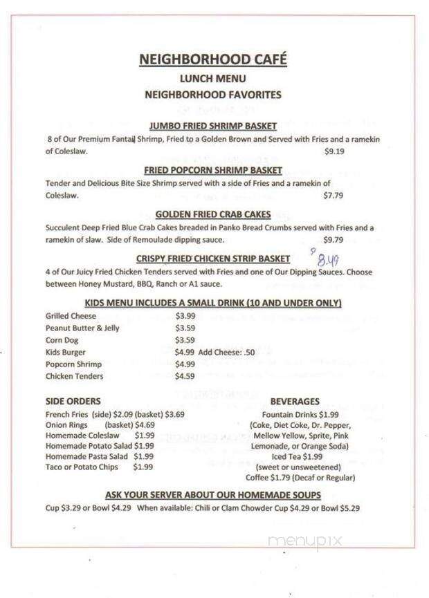 Neighborhood Cafe - Fort Walton Beach, FL menu_pic