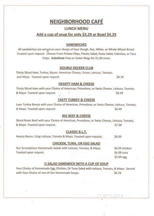 Neighborhood Cafe - Fort Walton Beach, FL menu_pic
