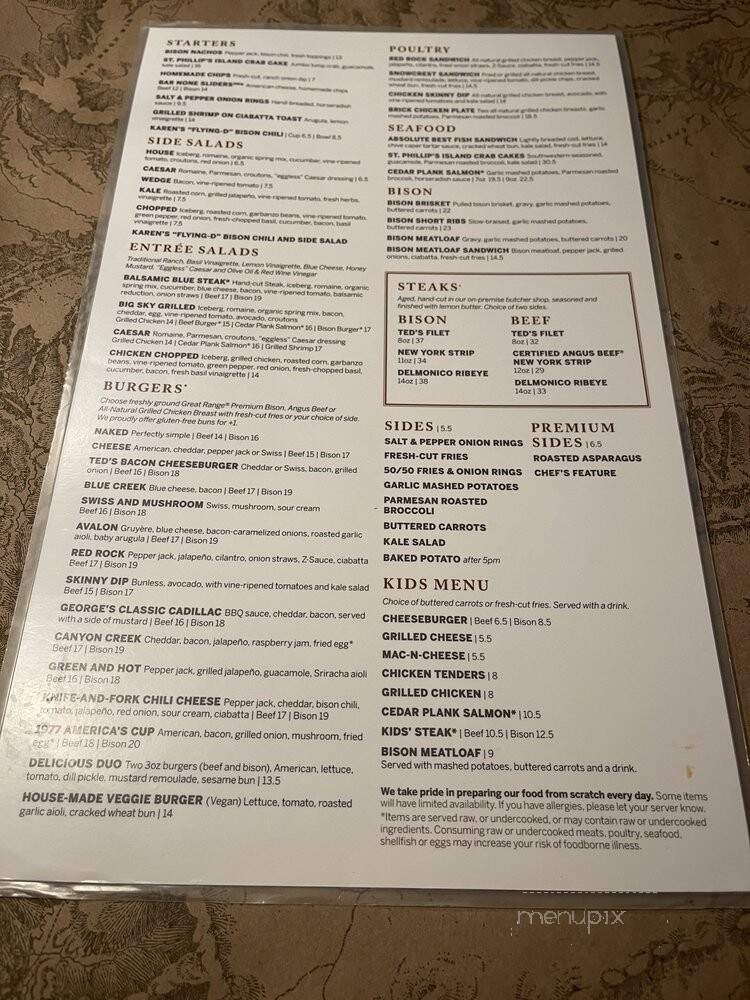 Ted's Montana Grill - Estero, FL menu_pic