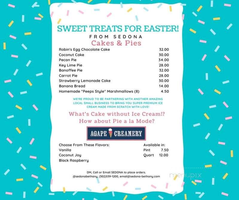 Sedona - Bethany Beach, DE menu_pic