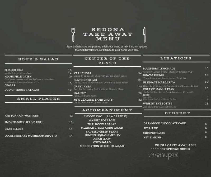 Sedona - Bethany Beach, DE menu_pic