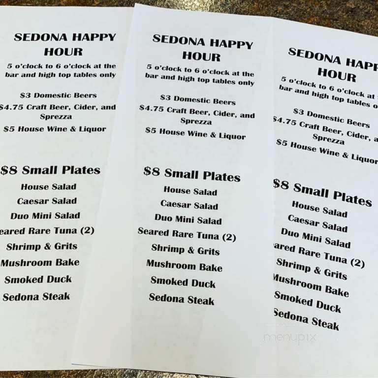 Sedona - Bethany Beach, DE menu_pic
