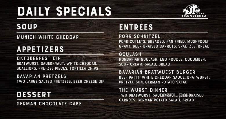 Camp Ticonderoga - Troy, MI menu_pic