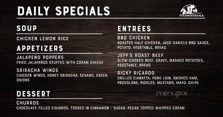 Camp Ticonderoga - Troy, MI menu_pic