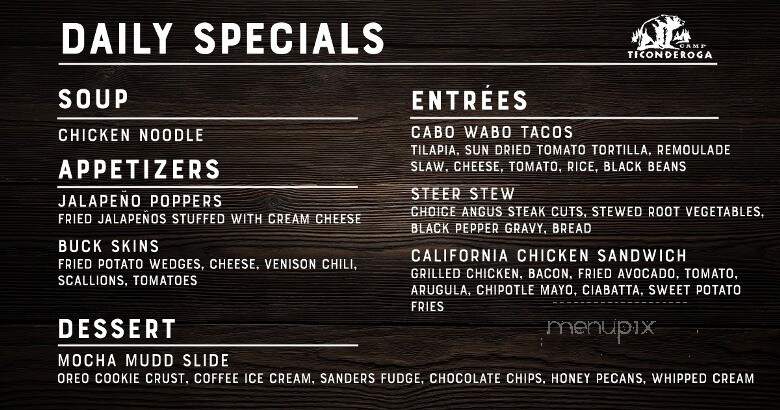 Camp Ticonderoga - Troy, MI menu_pic