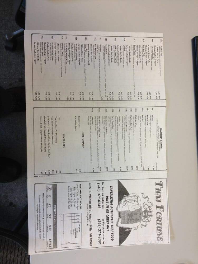 Thai Fortune - Auburn Hills, MI menu_pic