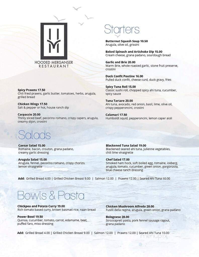 Hooded Merganzer Restaurant - Penticton, BC menu_pic