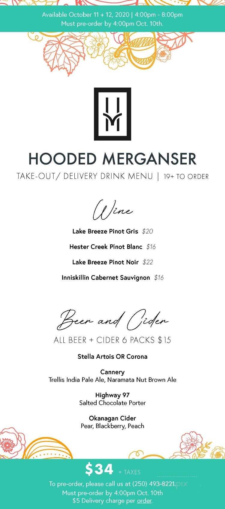 Hooded Merganzer Restaurant - Penticton, BC menu_pic