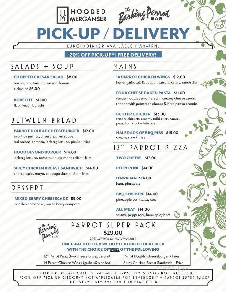 Hooded Merganzer Restaurant - Penticton, BC menu_pic