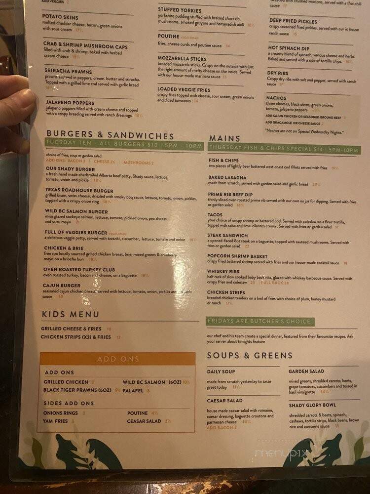Shady Tree Pub - Squamish, BC menu_pic