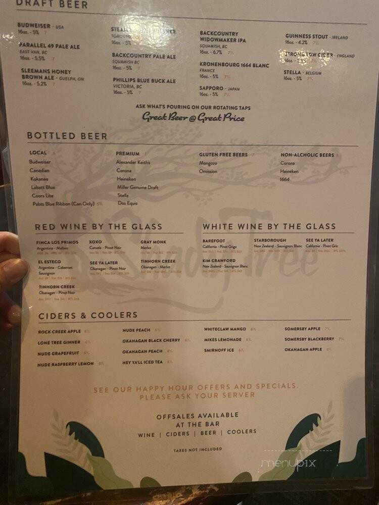 Shady Tree Pub - Squamish, BC menu_pic