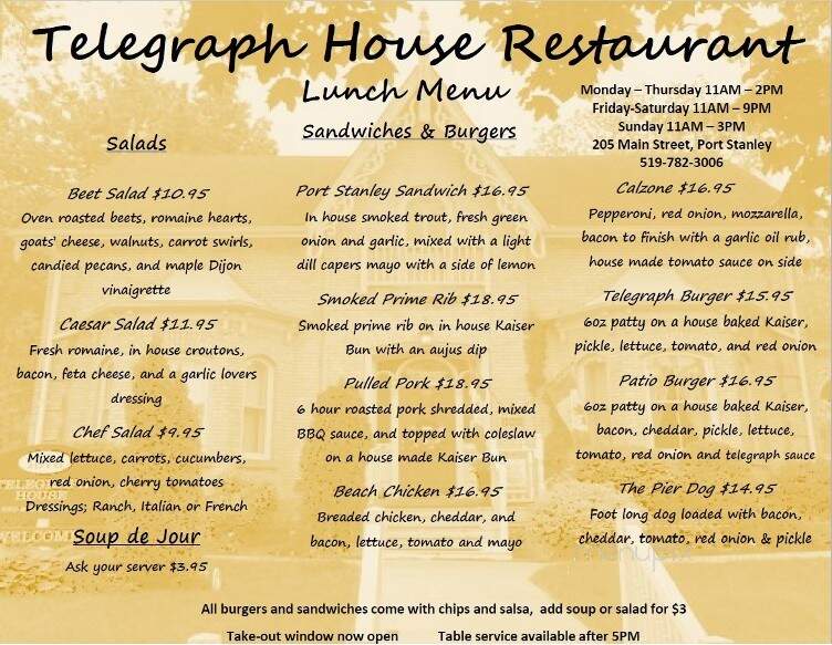 Telegraph House-Pineapple Dining Room - Central Elgin, ON menu_pic
