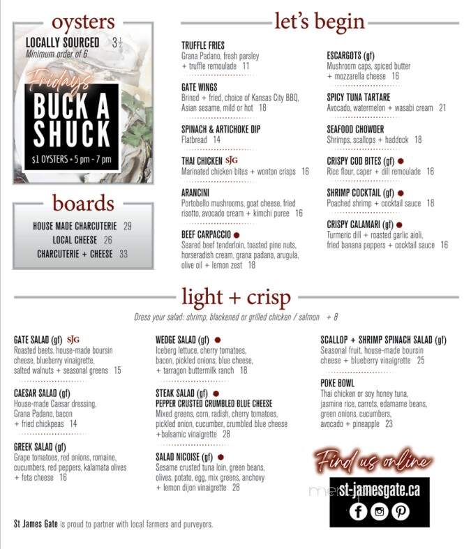 St James Gate - Moncton, NB menu_pic