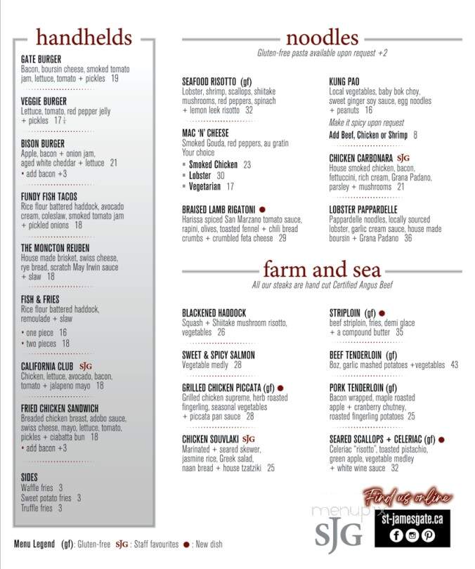 St James Gate - Moncton, NB menu_pic