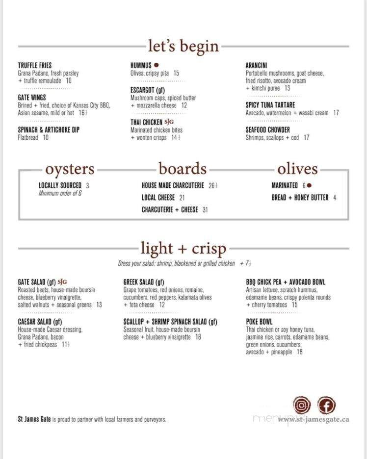 St James Gate - Moncton, NB menu_pic