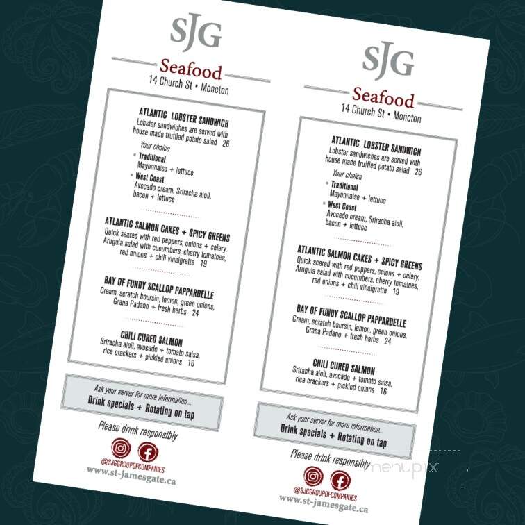 St James Gate - Moncton, NB menu_pic