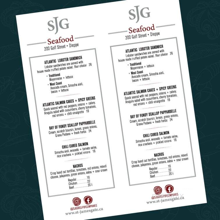 St James Gate - Moncton, NB menu_pic